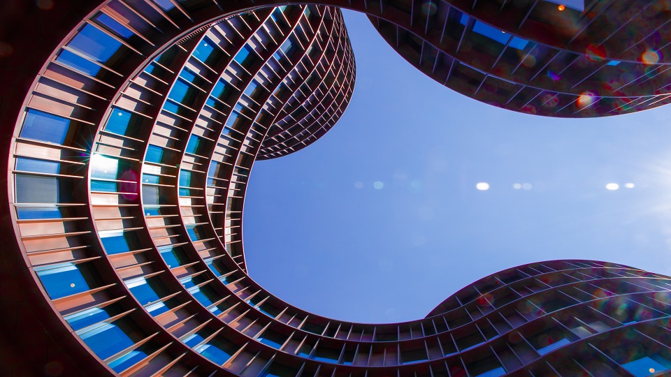 An upward shot of a building.