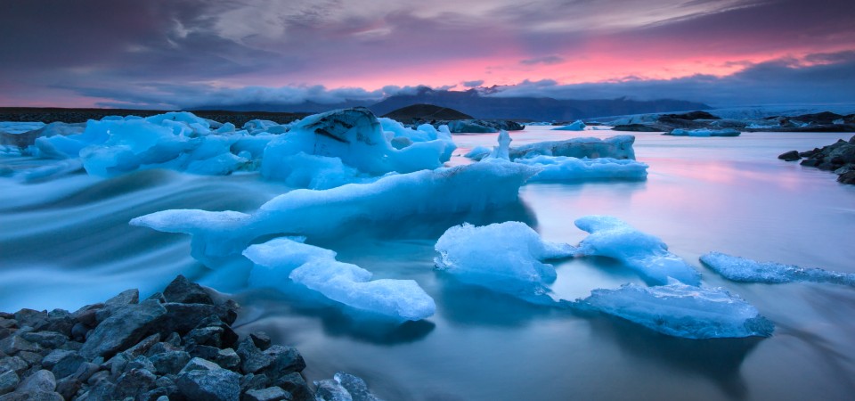 Ice floating around in the arctic sea