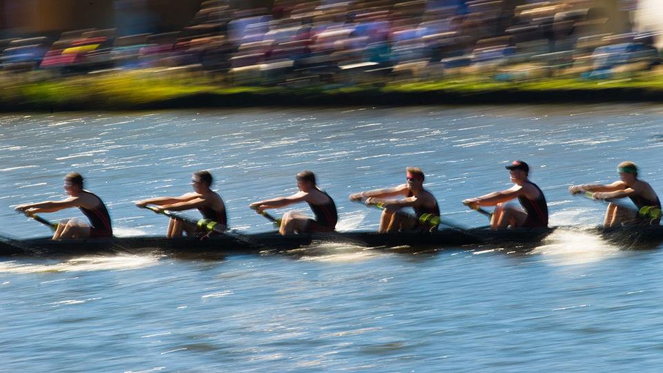 Team participating in a boat race
