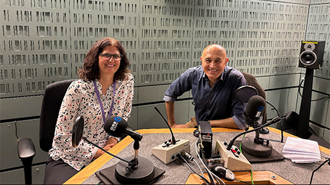 vicky tolfrey attending a BBC R4 podcast recording