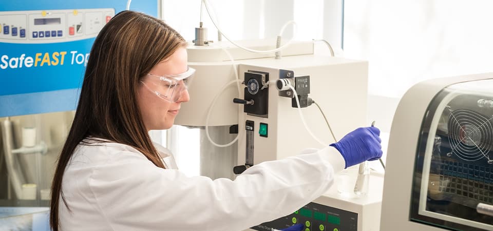 Bioengineering student working in a lab