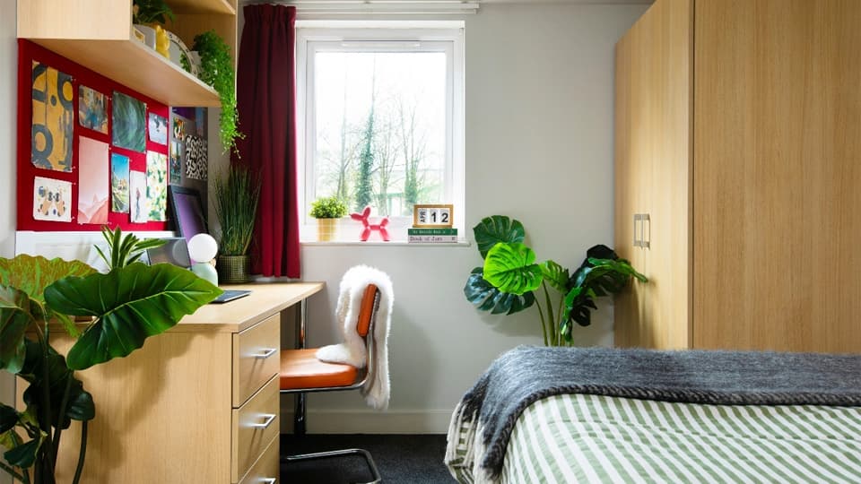 Student bedroom in accommodation Liberty Park in Leicester