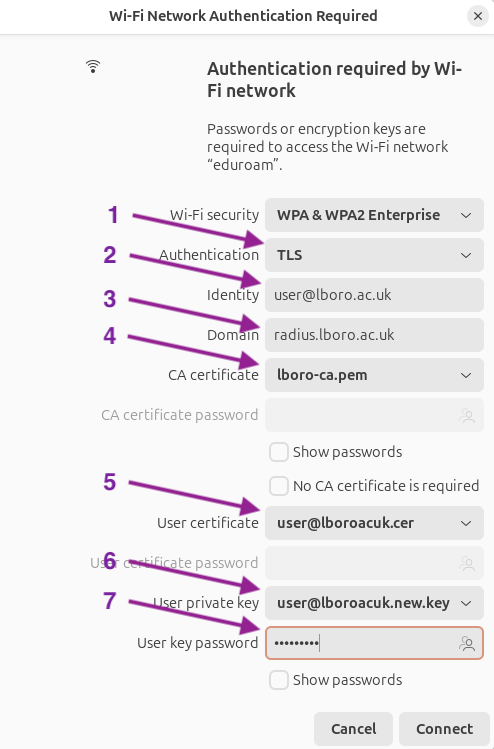 Screenshot of wifi-network configuration required