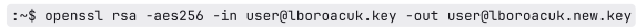 Screenshot of the code to change the password on the private key