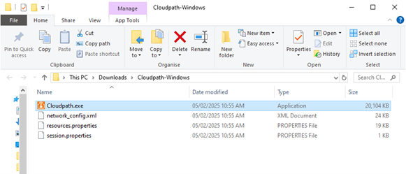 Screenshot of cloudpath.exe application in documents