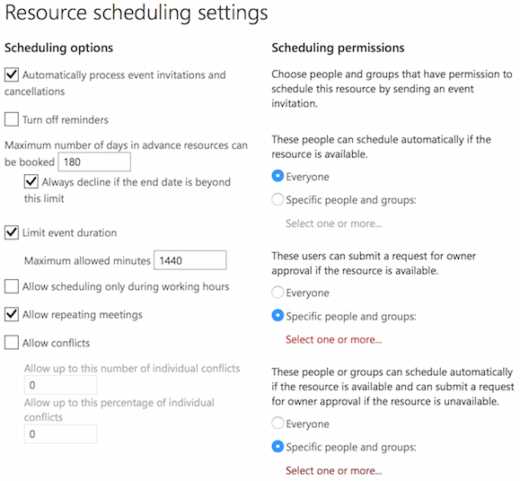 Room resources screen shot