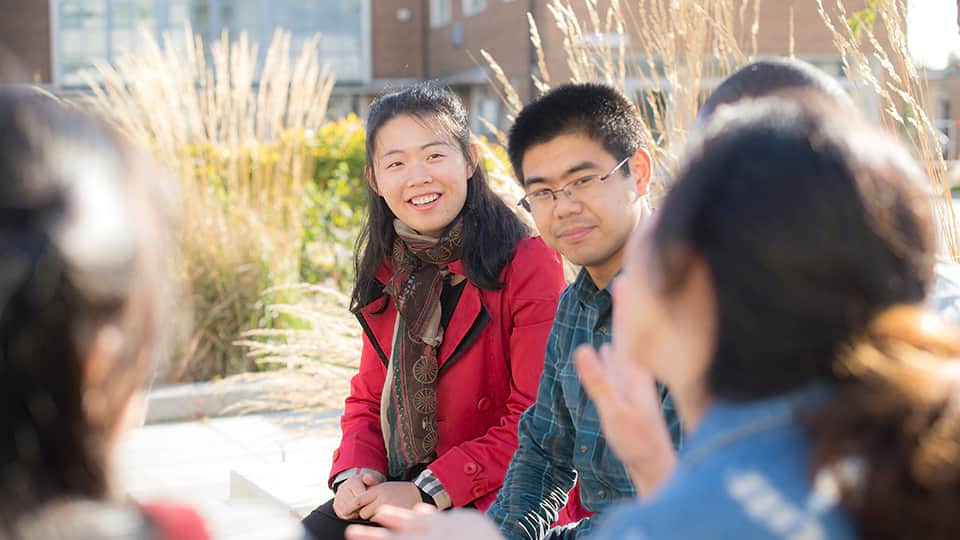 group of students talking