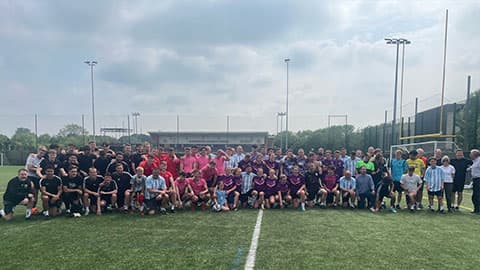 A group shot of footballers on Holywell Astro.