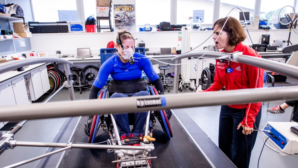 Professor Vicky Tolfrey in the research labs