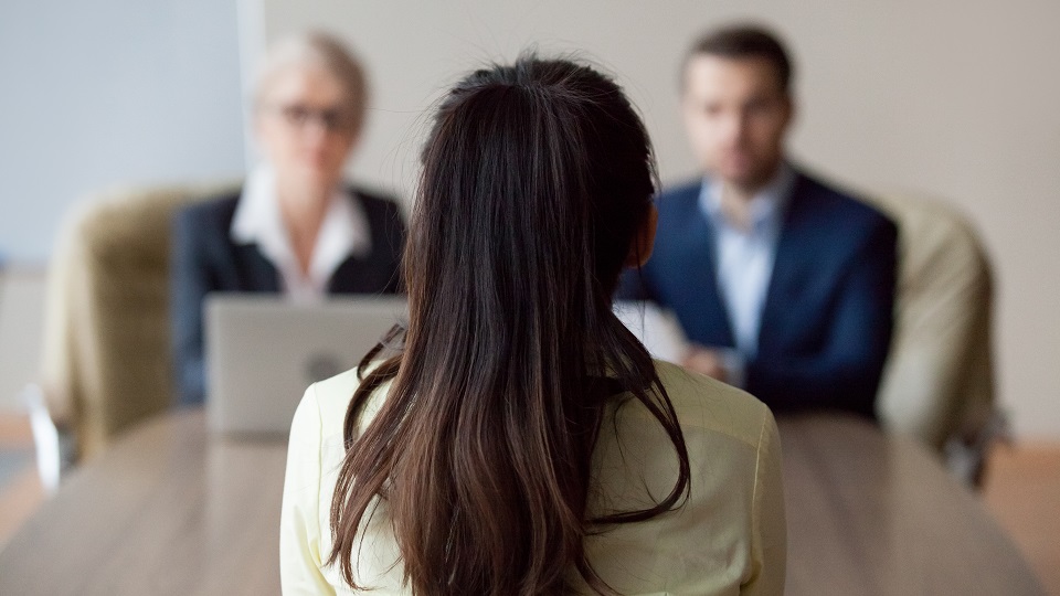 A woman in a work interview