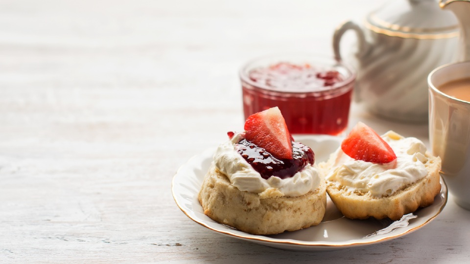 Scones with jam and cream