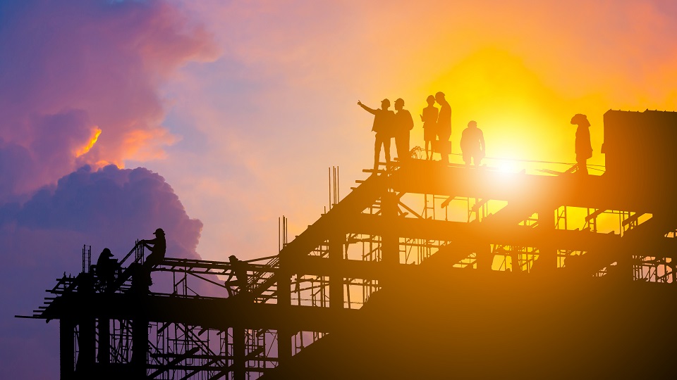 A construction site in the bright sunshine