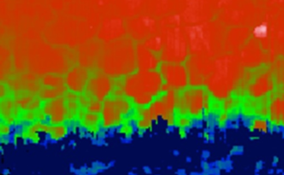 Image shows diffusion of an element at a solar cell interface. It was captured using a scanning electron microscope with cathodoluminescence capabilities.  