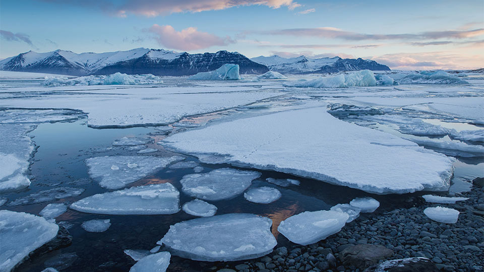 ice in water