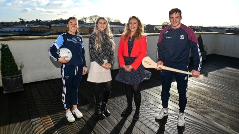 (L-R): Siobhán Woods, Dublin footballer, Ailish King, Jennifer Rogers, Player Development Manager, GPA, and Conor Whelan, Galway hurler.