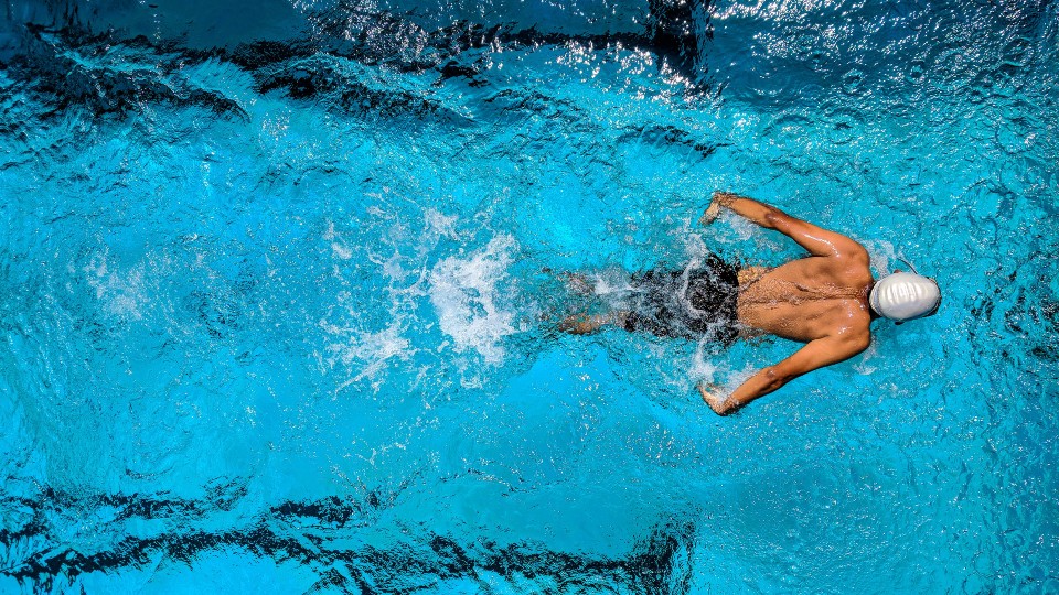 a man swimming