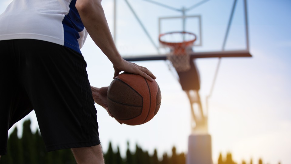 a basketball player on court