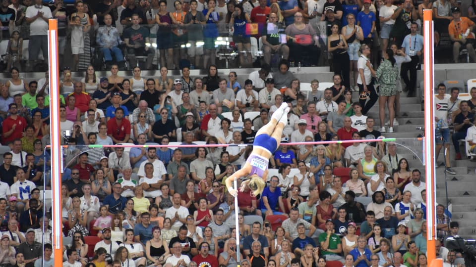 molly caudery clears the pole vault.