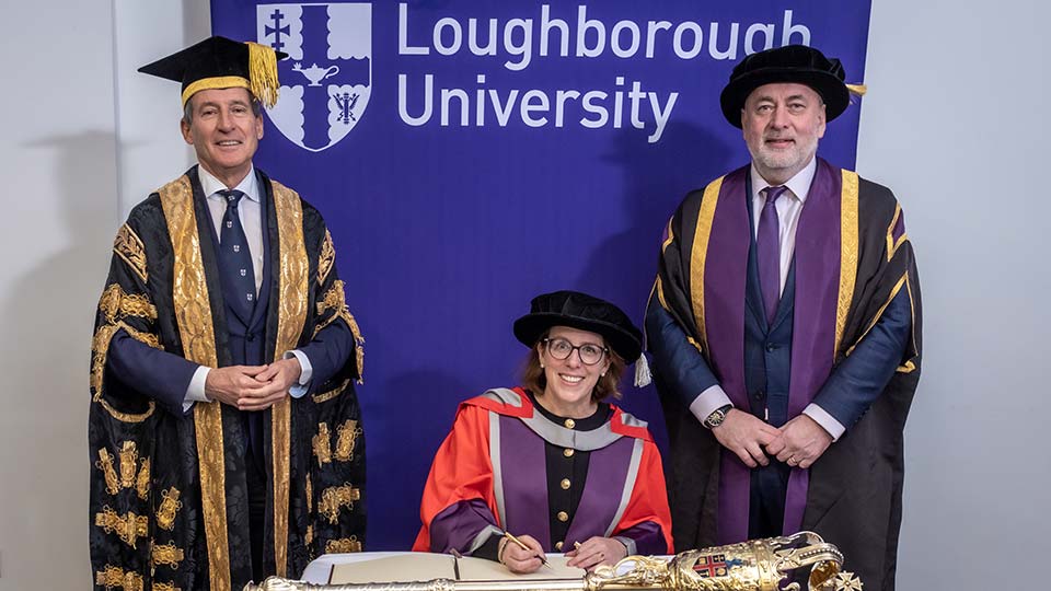 Rebecca Heaton with Professor Nick Jennings and Lord Sebastian Coe KBE.