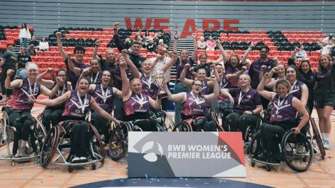 Loughborough Lightning lift the Women’s Premier League (WPL) trophy.