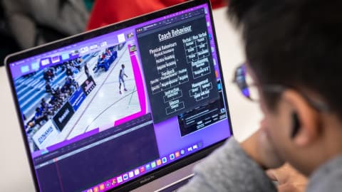 A Loughborough University student using Hudl software