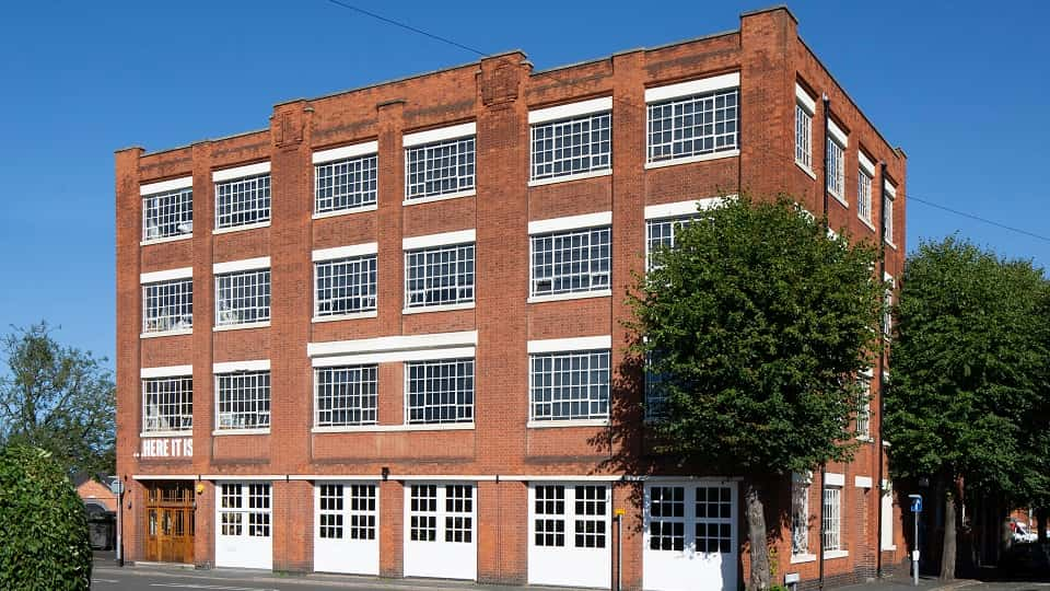 Loughborough College of Art building on Frederick Street, Loughborough taken in 2022.