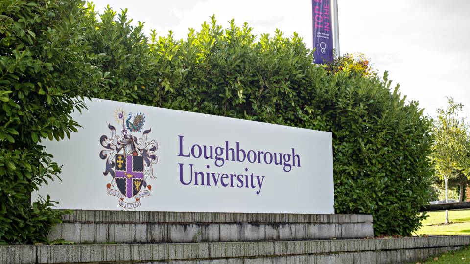 the 'loughborough university' sign outside campus