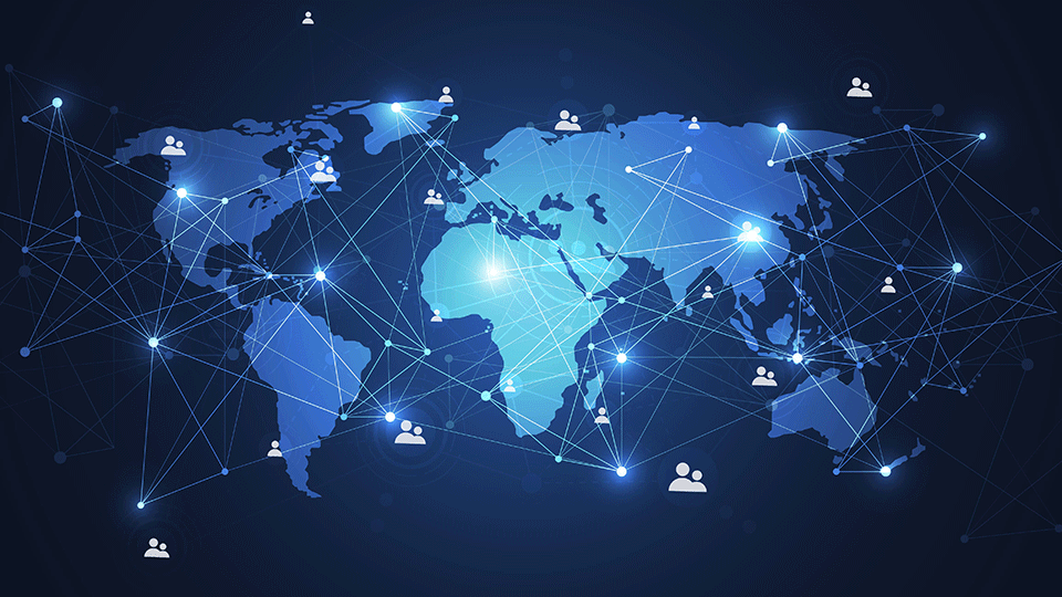 World map with connections