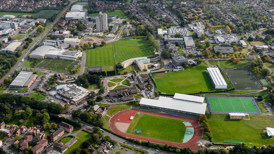 Birds-eye view of the Loughborough University campus